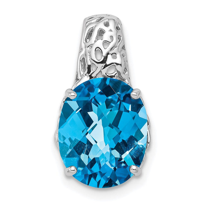 Anhänger aus rhodiniertem Sterlingsilber mit blauem Topas