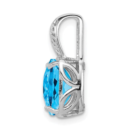 Anhänger aus rhodiniertem Sterlingsilber mit Blautopas