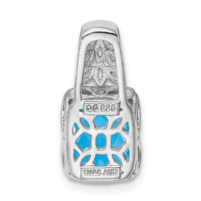 Anhänger aus rhodiniertem Sterlingsilber mit Blautopas