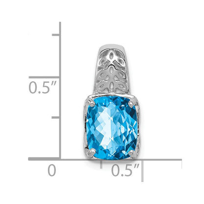 Anhänger aus rhodiniertem Sterlingsilber mit Blautopas