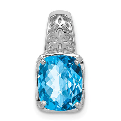 Anhänger aus rhodiniertem Sterlingsilber mit Blautopas