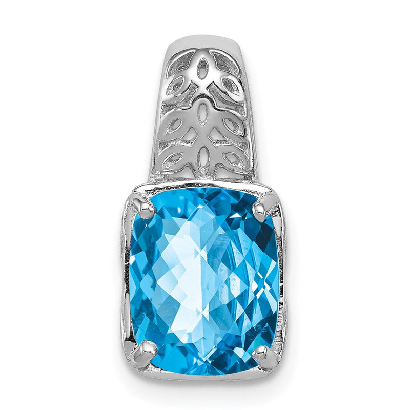 Anhänger aus rhodiniertem Sterlingsilber mit Blautopas