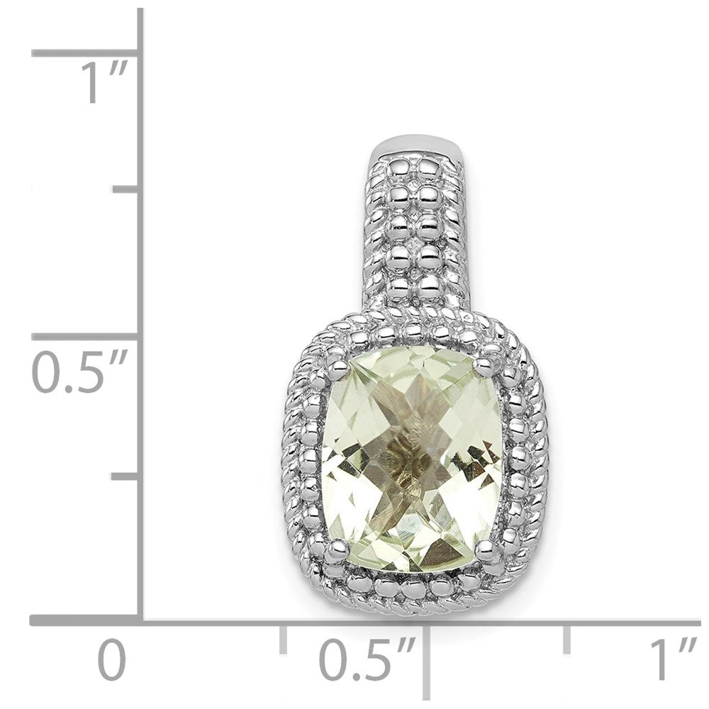 Rhodinierter Anhänger aus Sterlingsilber mit grünem Quarz