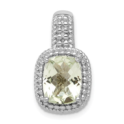 Rhodinierter Anhänger aus Sterlingsilber mit grünem Quarz