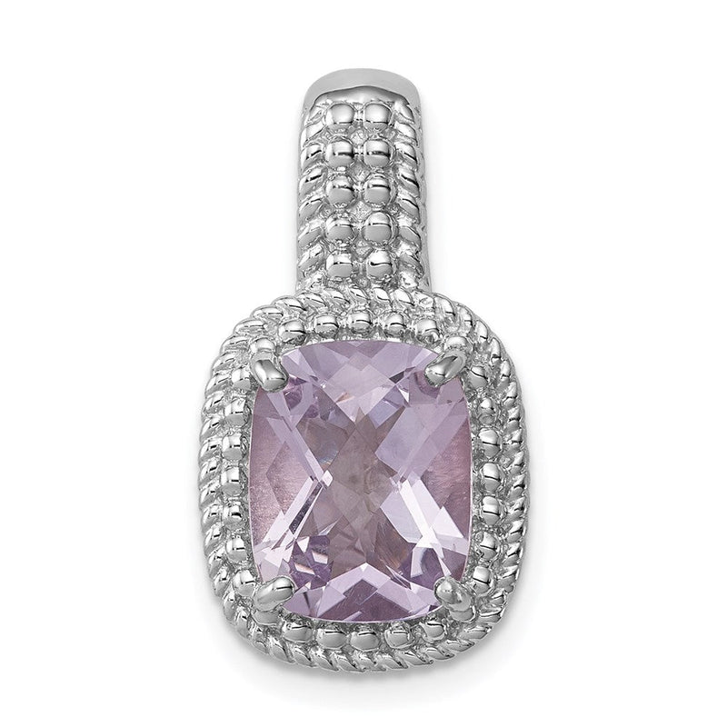 Anhänger aus rhodiniertem Sterlingsilber mit Rosenquarz