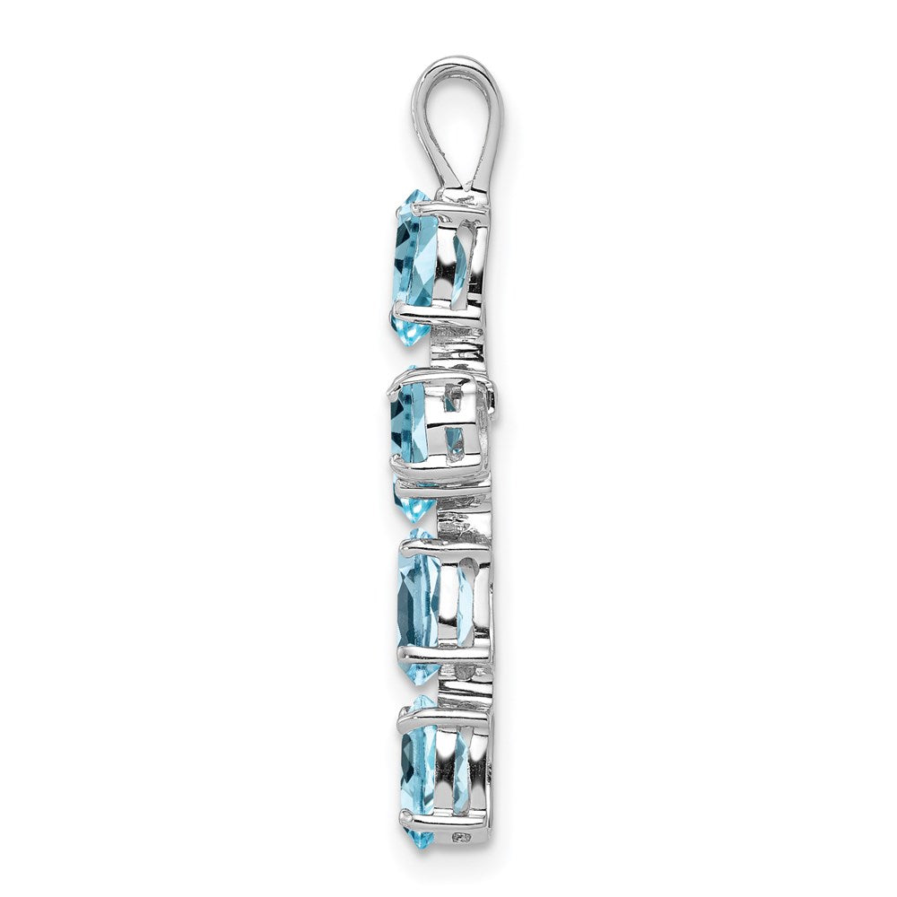 Sterlingsilber Rhodiniert Licht Schweizer Blautopas Kreuz Anhänger