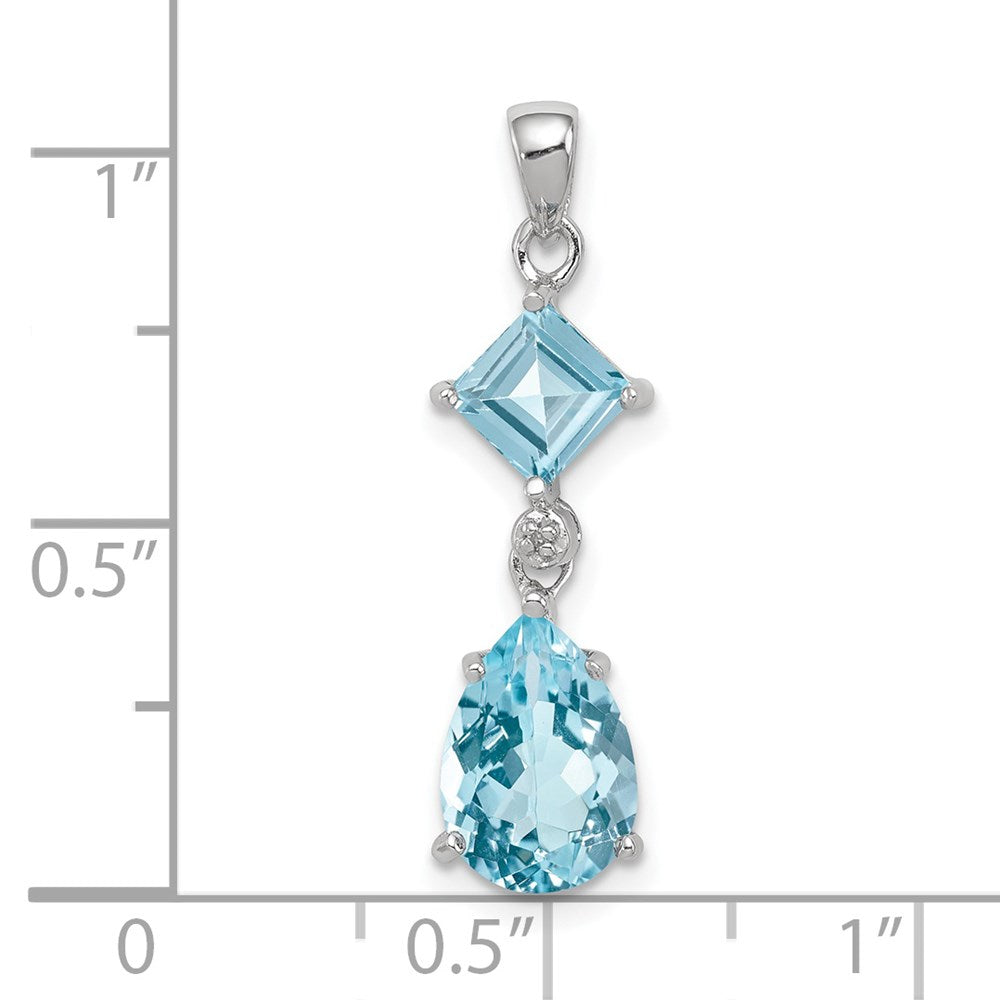 Sterlingsilber Rhodiniert Diamant & Licht Schweizer Bt Anhänger