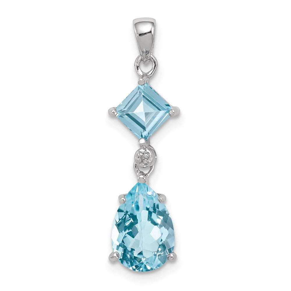 Sterlingsilber Rhodiniert Diamant & Licht Schweizer Bt Anhänger