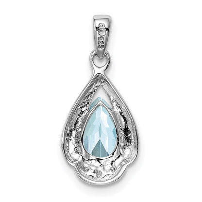 Sterlingsilber Rhodiniert Diamant und Aquamarin Anhänger
