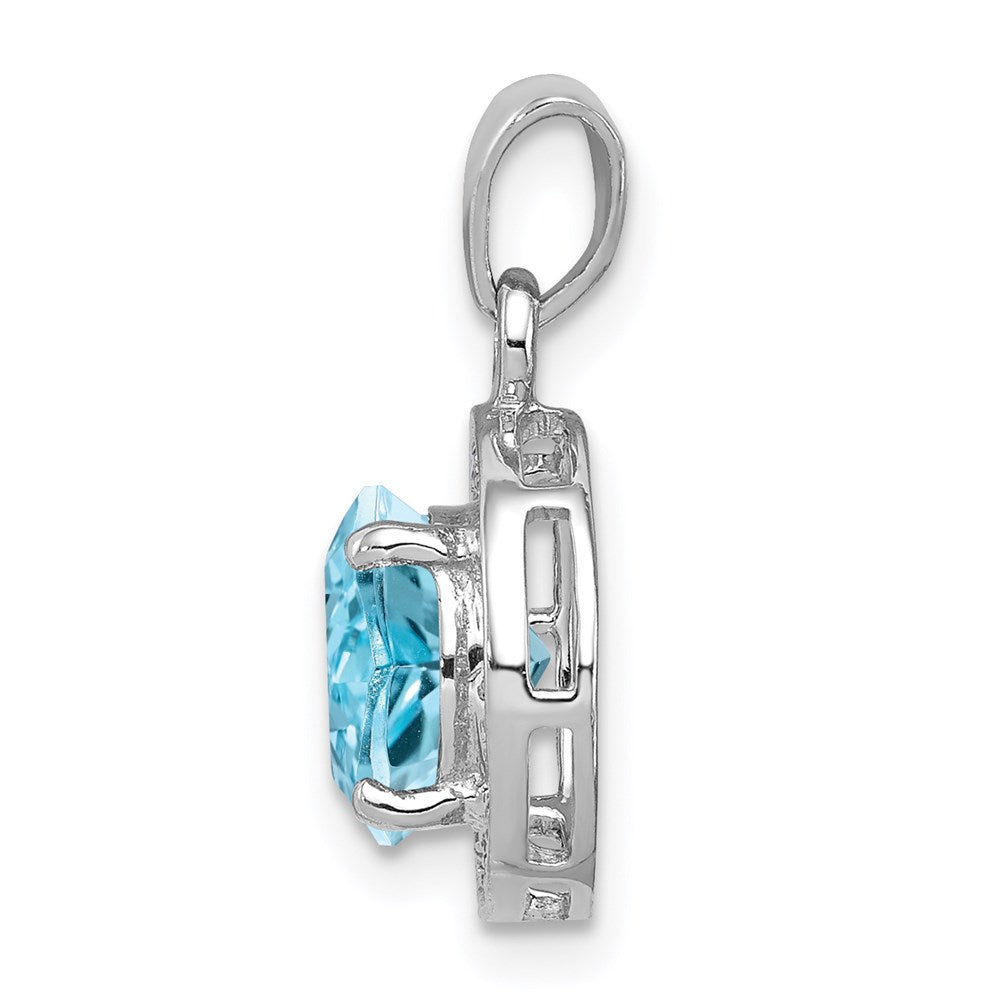 Sterlingsilber Rhodiniert Diamant & Licht Schweizer Bt Anhänger