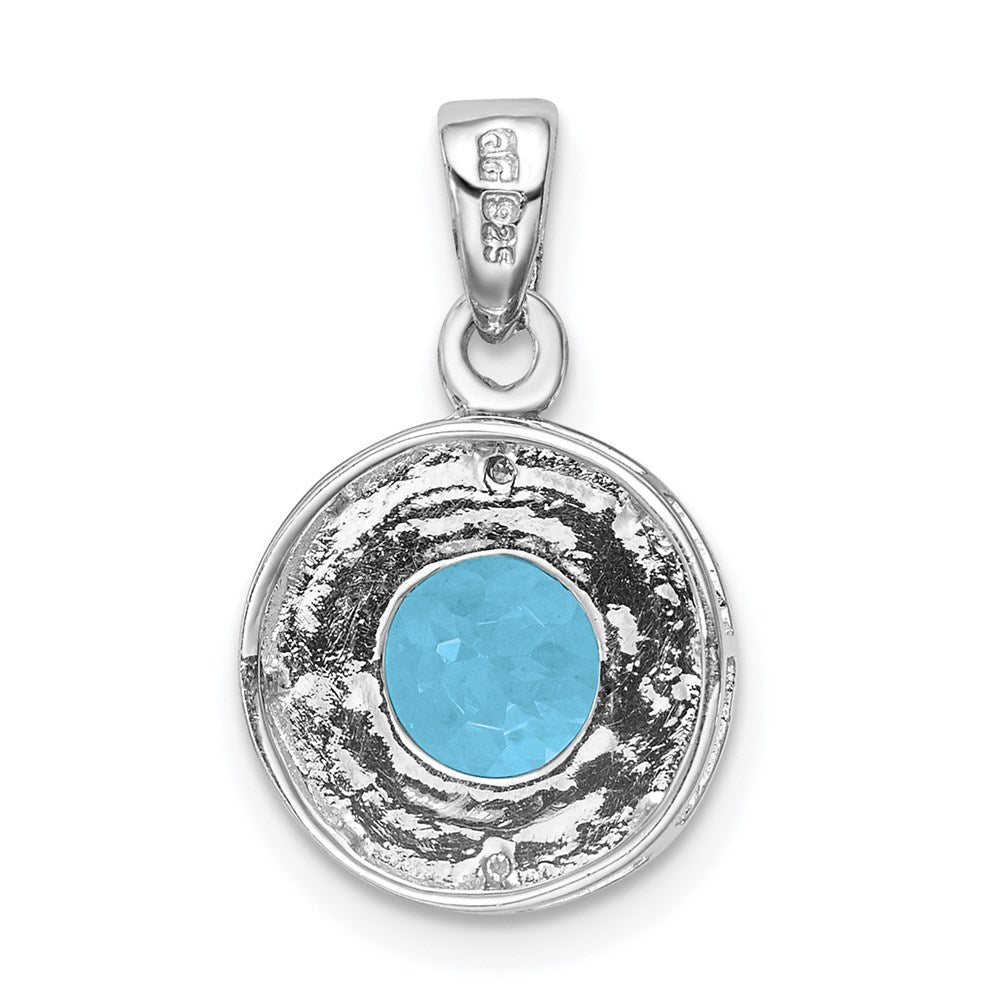 Sterlingsilber Rhodiniert Diamant & Licht Schweizer Bt Anhänger