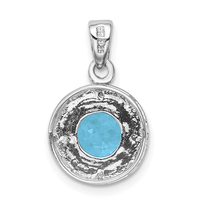Sterlingsilber Rhodiniert Diamant & Licht Schweizer Bt Anhänger