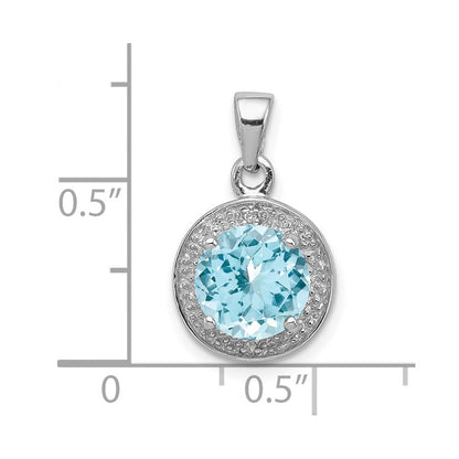 Sterlingsilber Rhodiniert Diamant & Licht Schweizer Bt Anhänger