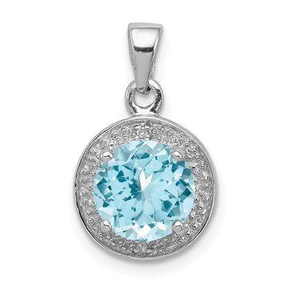 Sterlingsilber Rhodiniert Diamant & Licht Schweizer Bt Anhänger