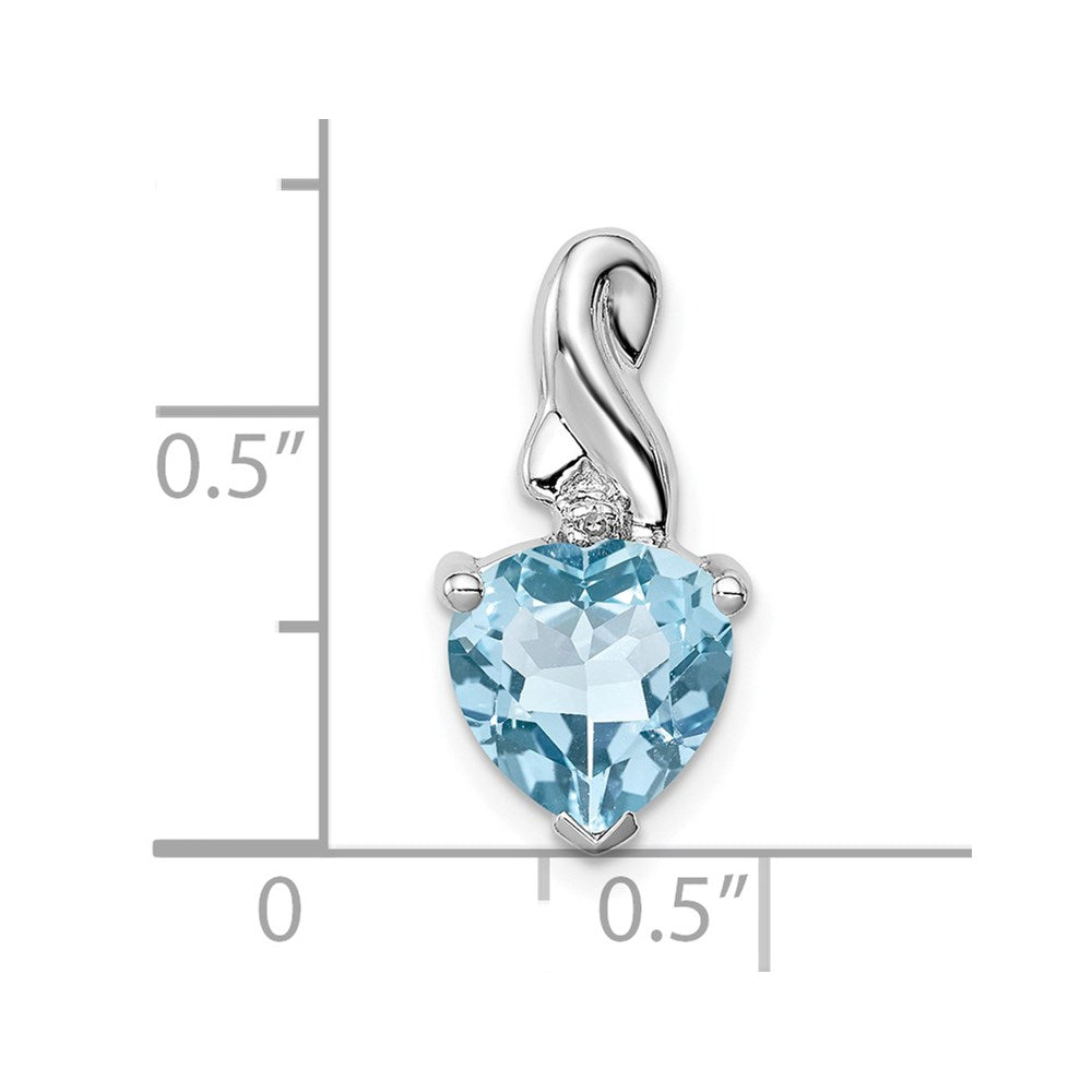 Sterlingsilber Rhodiniert Diamant & Lt Schweizer Bt Herz Anhänger