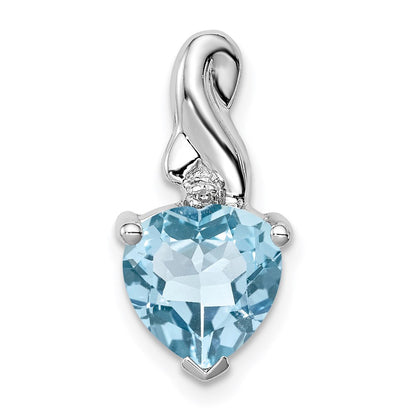 Sterlingsilber Rhodiniert Diamant & Lt Schweizer Bt Herz Anhänger