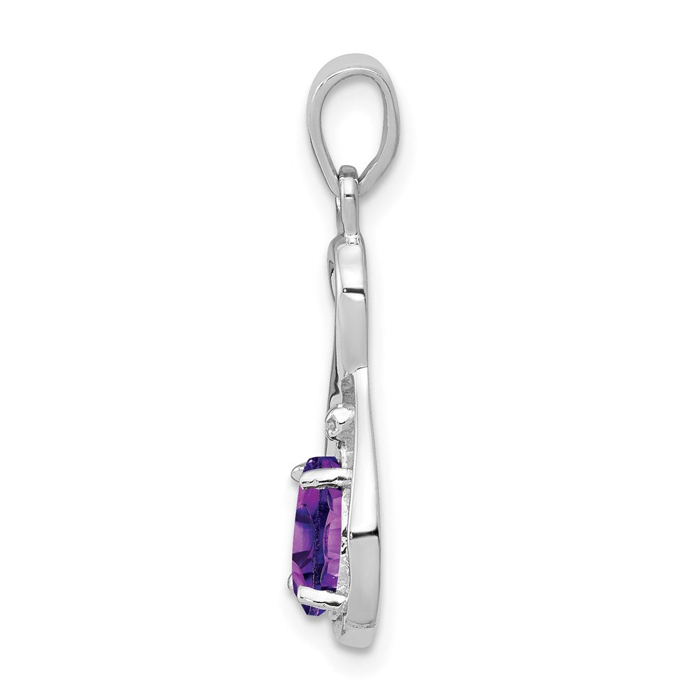 Sterlingsilber Rhodiniert Diamant und Amethyst Tropfen Anhänger