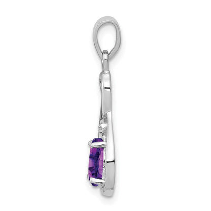 Sterlingsilber Rhodiniert Diamant und Amethyst Tropfen Anhänger