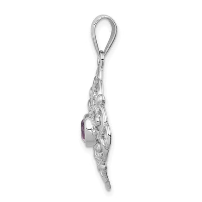 Sterlingsilber Rhodiniert Amethyst Anhänger