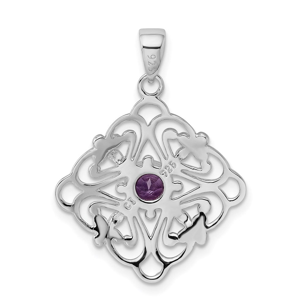 Sterlingsilber Rhodiniert Amethyst Anhänger