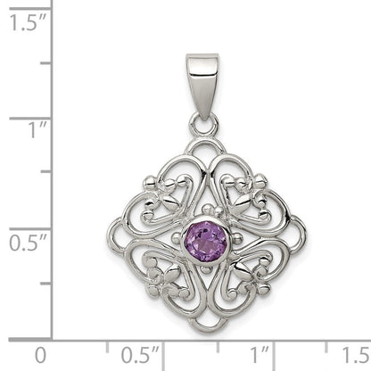 Sterlingsilber Rhodiniert Amethyst Anhänger