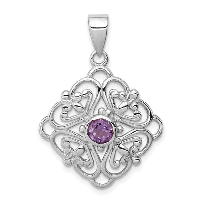 Sterlingsilber Rhodiniert Amethyst Anhänger