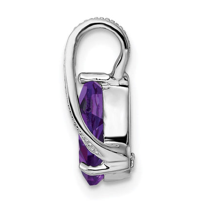 Sterlingsilber Rhodiniert Diamant und Amethyst Tropfen Anhänger