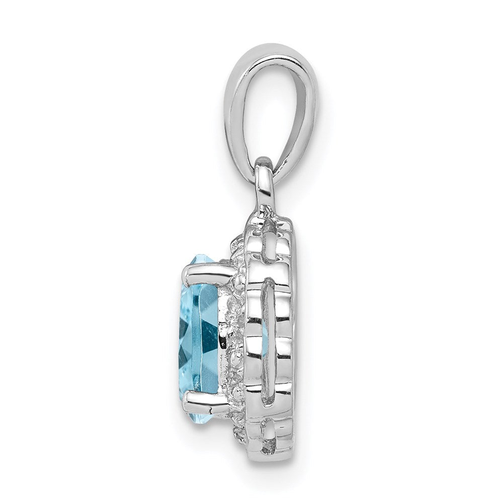 Sterlingsilber Rhodiniert Diamant & Licht Schweizer Bt Oval Anhänger