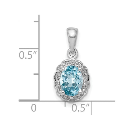 Sterlingsilber Rhodiniert Diamant & Licht Schweizer Bt Oval Anhänger