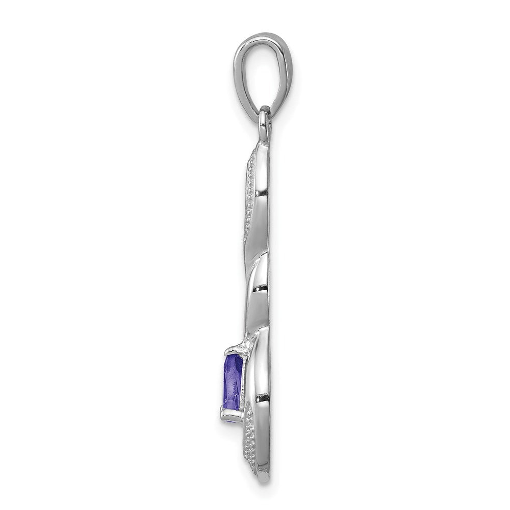 Sterlingsilber Rhodiniert Diamant Akzente und Tansanit Anhänger
