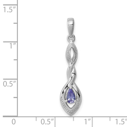 Sterlingsilber Rhodiniert Diamant Akzente und Tansanit Anhänger