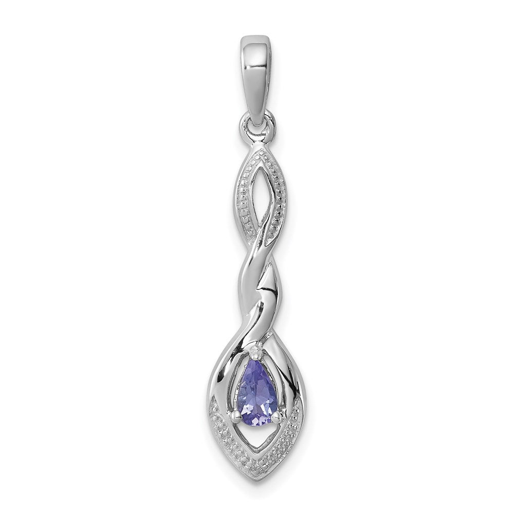 Sterlingsilber Rhodiniert Diamant Akzente und Tansanit Anhänger