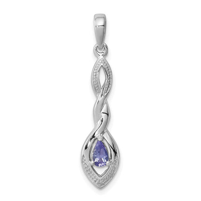 Sterlingsilber Rhodiniert Diamant Akzente und Tansanit Anhänger