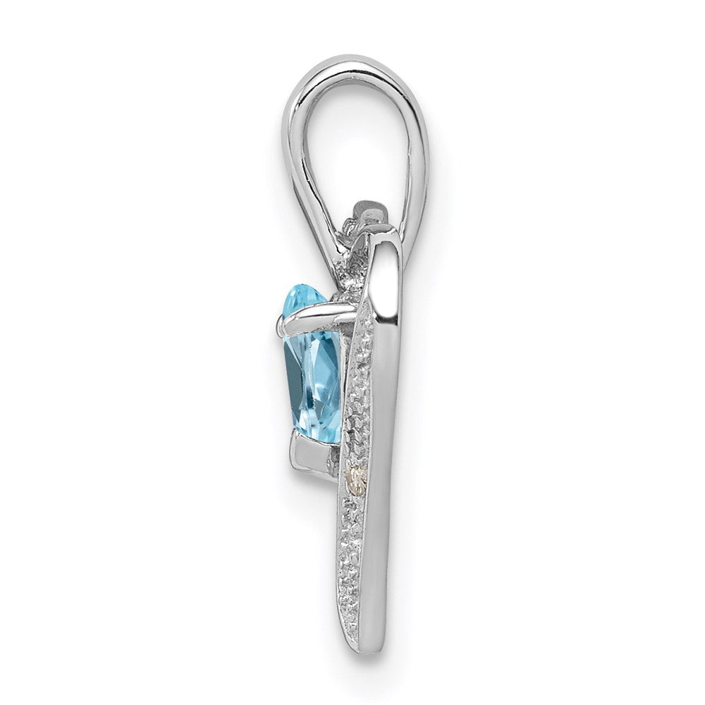 Sterlingsilber Rhodiniert Diamant & Schweizer Bt Herz Anhänger