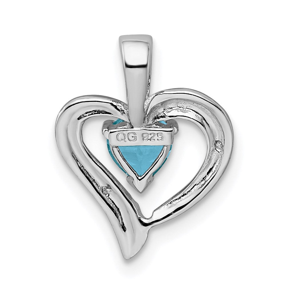 Sterlingsilber Rhodiniert Diamant & Schweizer Bt Herz Anhänger