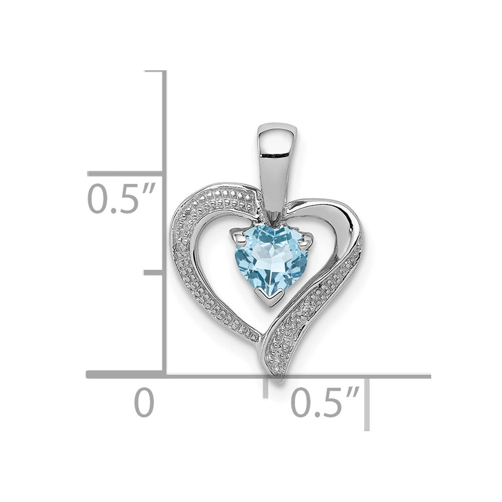 Sterlingsilber Rhodiniert Diamant & Schweizer Bt Herz Anhänger