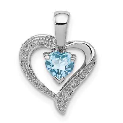 Sterlingsilber Rhodiniert Diamant & Schweizer Bt Herz Anhänger