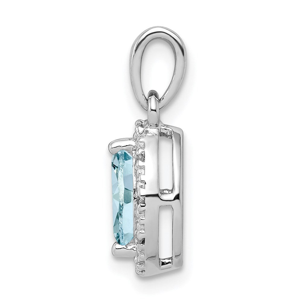 Anhänger aus rhodiniertem Sterlingsilber mit Diamant und Aquamarin