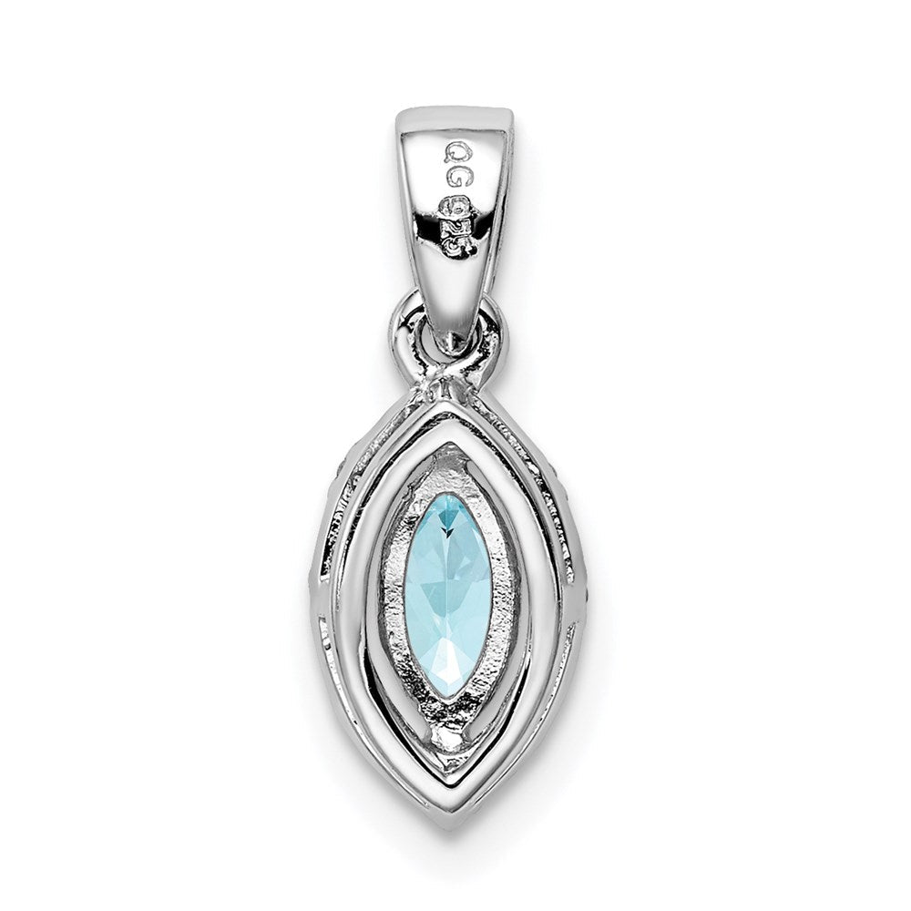 Anhänger aus rhodiniertem Sterlingsilber mit Diamant und Aquamarin