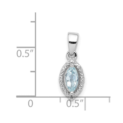 Anhänger aus rhodiniertem Sterlingsilber mit Diamant und Aquamarin