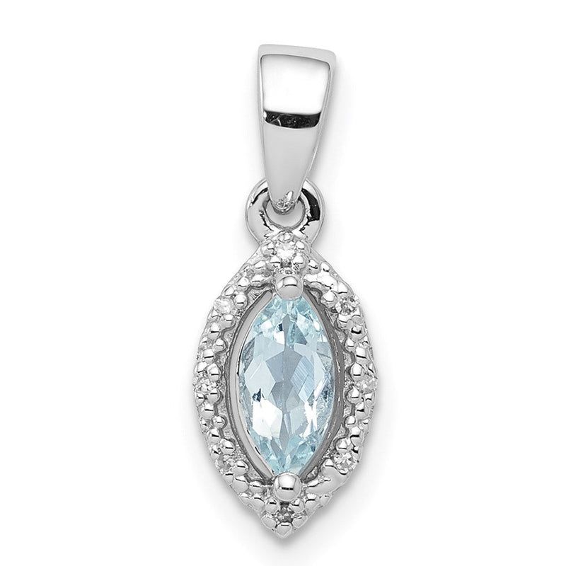 Anhänger aus rhodiniertem Sterlingsilber mit Diamant und Aquamarin