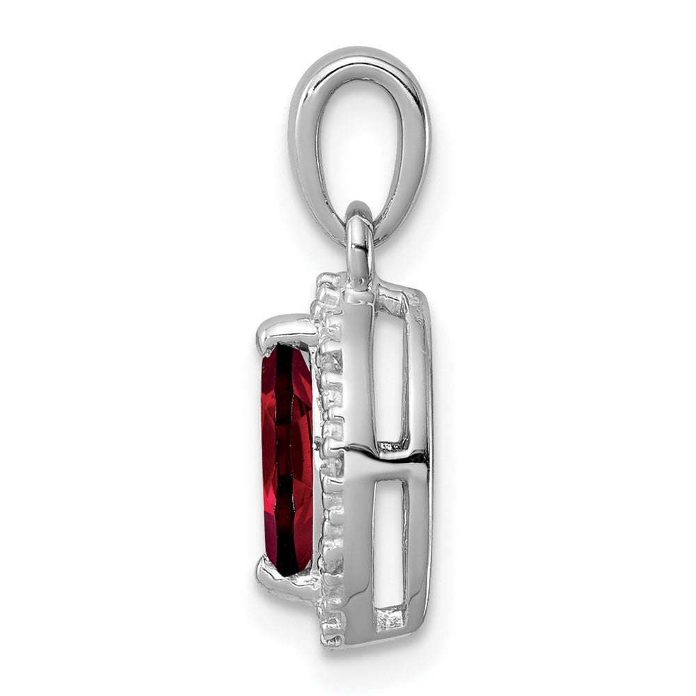 Anhänger aus rhodiniertem Sterlingsilber mit Diamant und Granat