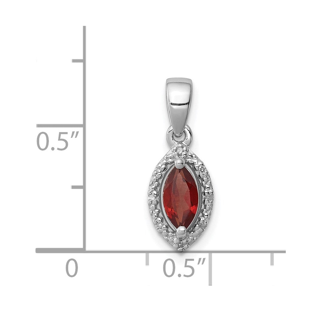 Anhänger aus rhodiniertem Sterlingsilber mit Diamant und Granat
