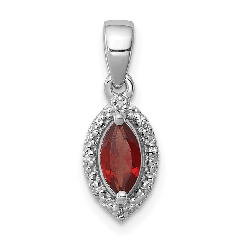 Anhänger aus rhodiniertem Sterlingsilber mit Diamant und Granat