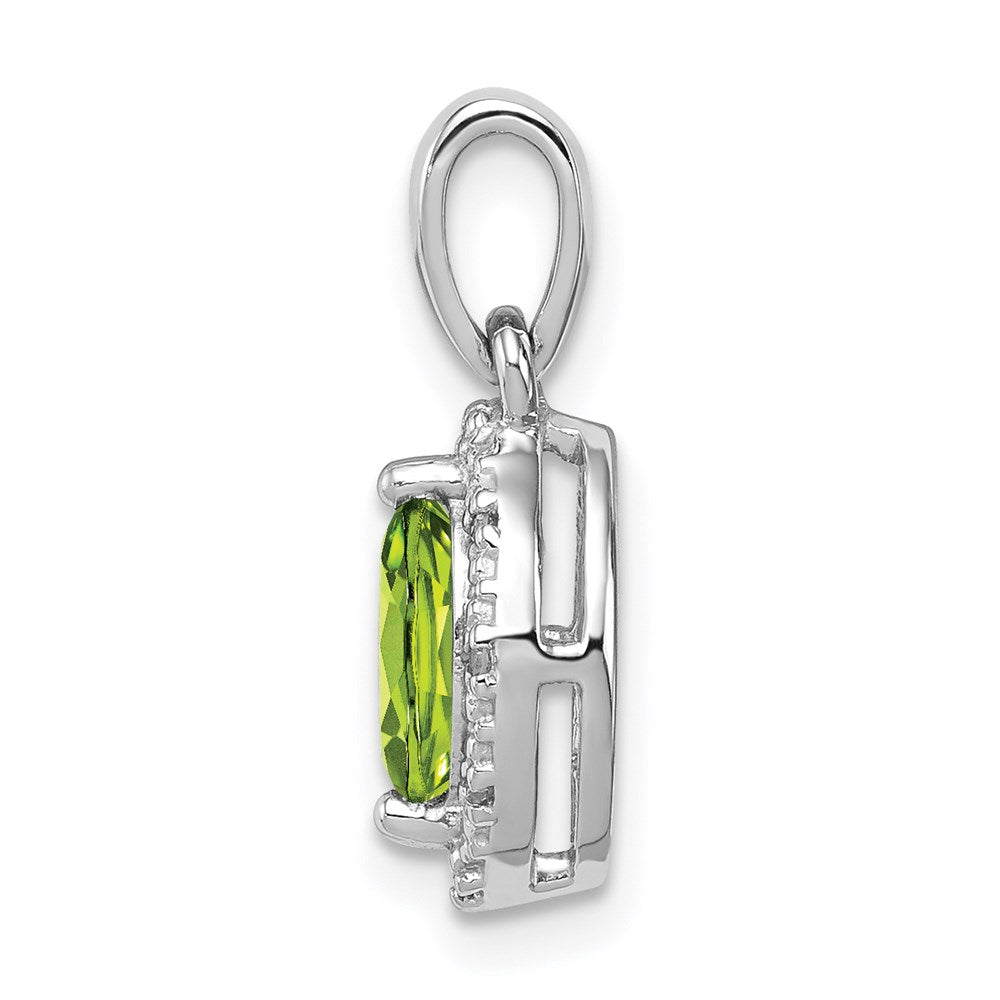 Anhänger aus rhodiniertem Sterlingsilber mit Diamant und Peridot
