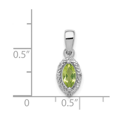 Anhänger aus rhodiniertem Sterlingsilber mit Diamant und Peridot