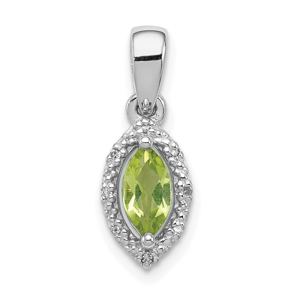 Anhänger aus rhodiniertem Sterlingsilber mit Diamant und Peridot