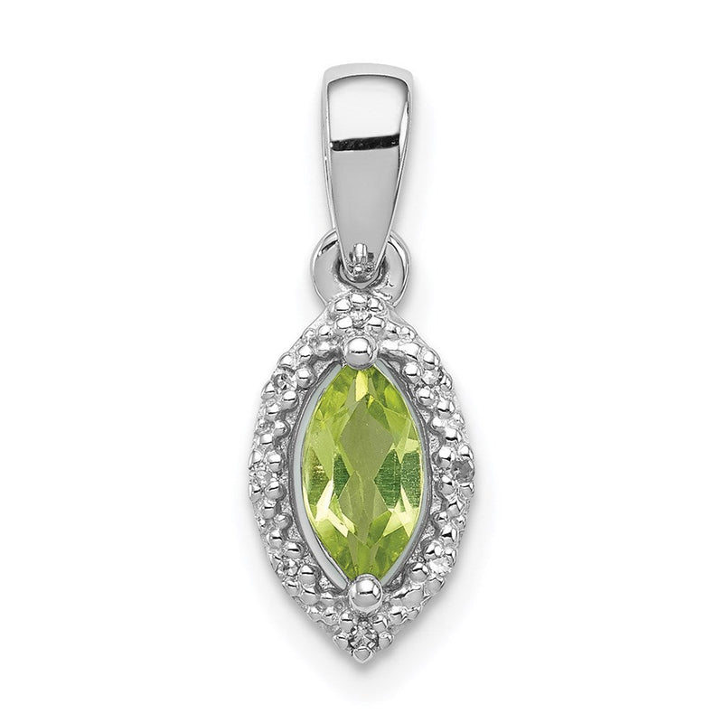 Anhänger aus rhodiniertem Sterlingsilber mit Diamant und Peridot