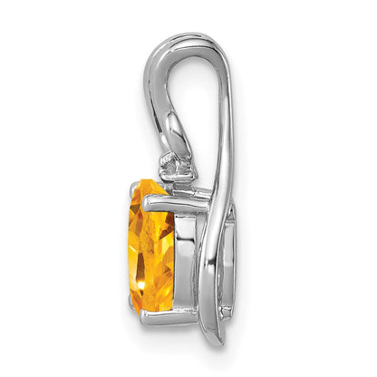 Sterlingsilber Rhodiniert Diamant & Citrin Oval Anhänger