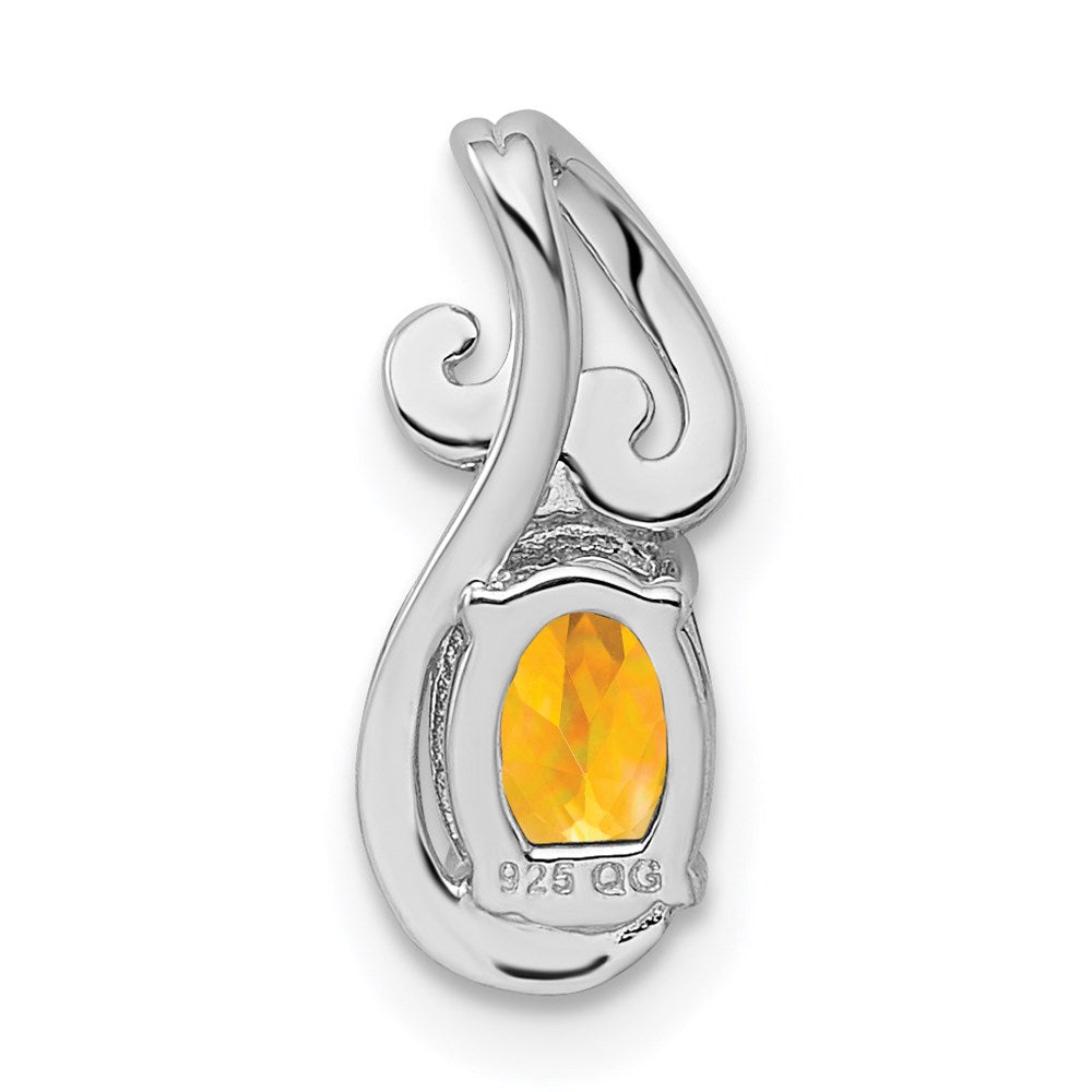 Sterlingsilber Rhodiniert Diamant & Citrin Oval Anhänger